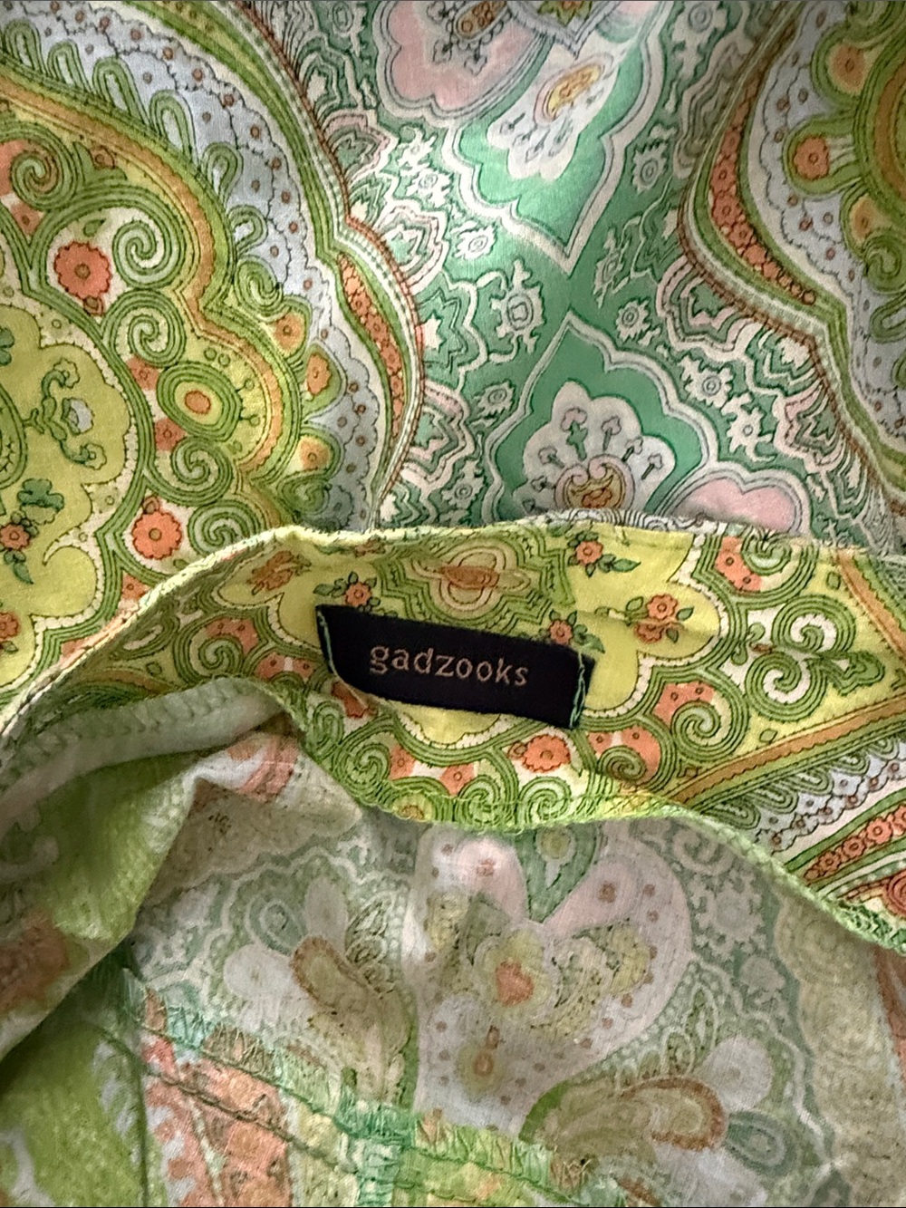 Vintage Gadzooks Green Paisley Circle Skirt - Picture 3 of 4